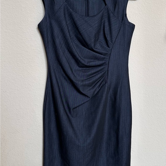 Calvin Klein Blue Ruched Asymmetrical Sheath Dress - Picture 5 of 16
